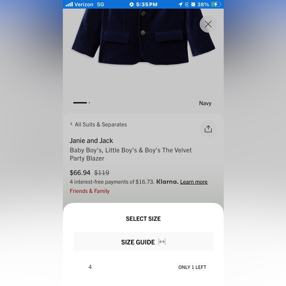 (EUC) Janie and Jack Navy Velvet Blazer Structured Classic Design - Picture 8 of 8